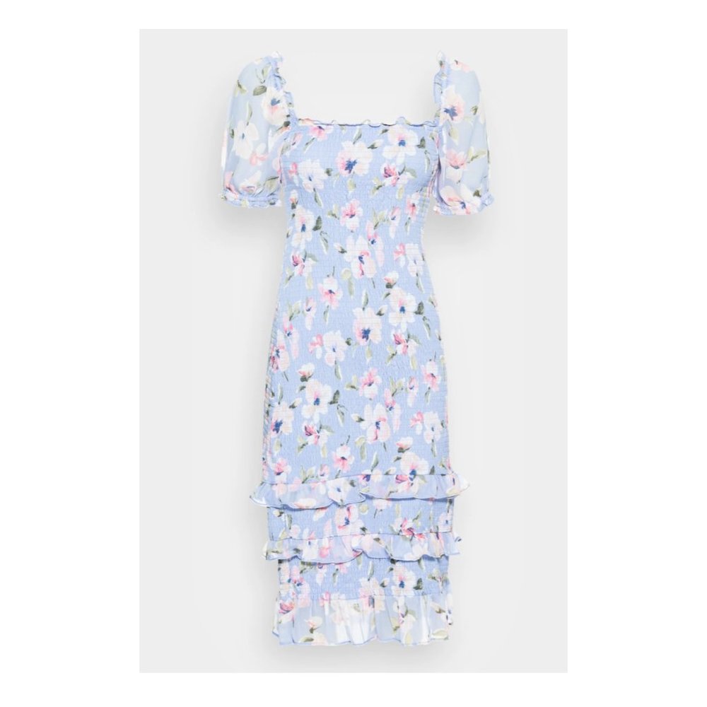 Abercrombie Smocked Puff Sleeve Midi Dress